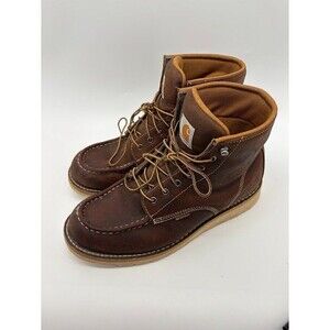 Men Sz 11.5 Carhartt CMW6295 Waterproof Steel Toe Wedge Work Boots Brown Leather